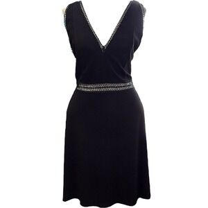 Free People‎ Cutout Ribbed Bodycon Mini Dress Size 12 Boho Chic Whimsigoth BLK